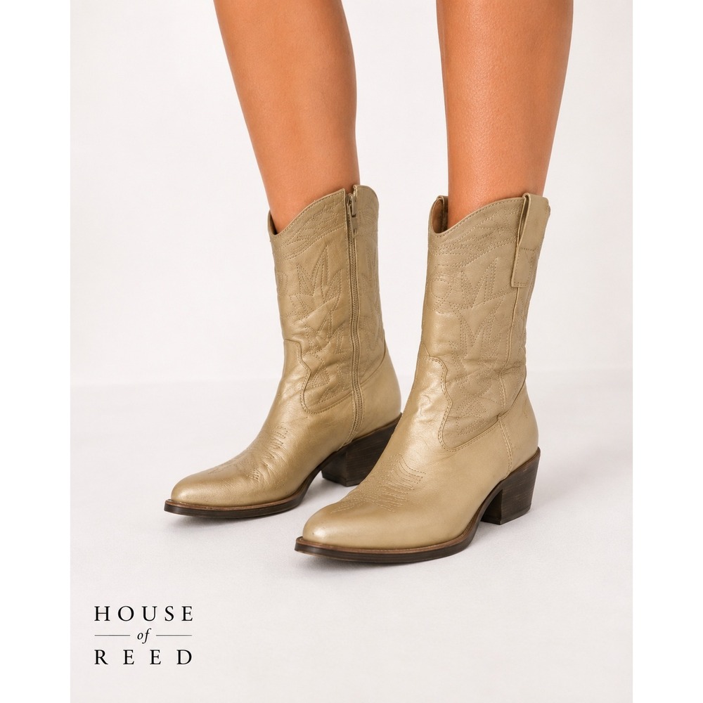 Coconuts by Matisse Pistol Metallic Gold Western Cowgirl Boots Womens 9.5M